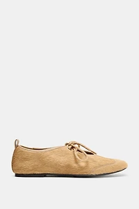 LEATHER AND FUR BALLET FLATS