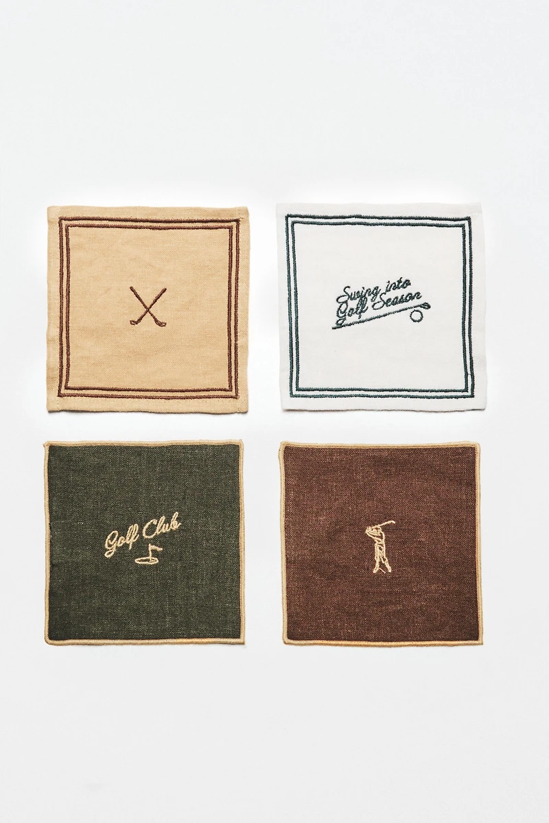 PACK OF LINEN GOLF COASTERS (PACK OF 4)