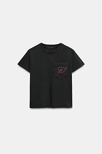 T-SHIRT EFFET DÉLAVÉ À POCHE