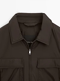 Water-repellent ultra lightweight down blend jacket