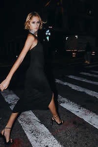 Z1975 COATED DENIM MIDI DRESS