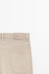 Lightweight tapered fit denim-effect trousers