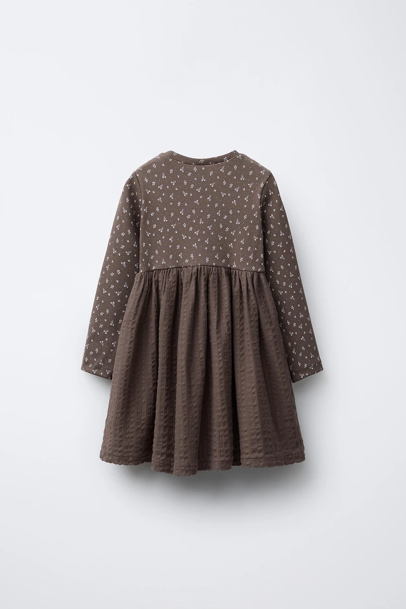 FLORAL RIBBED DRESS