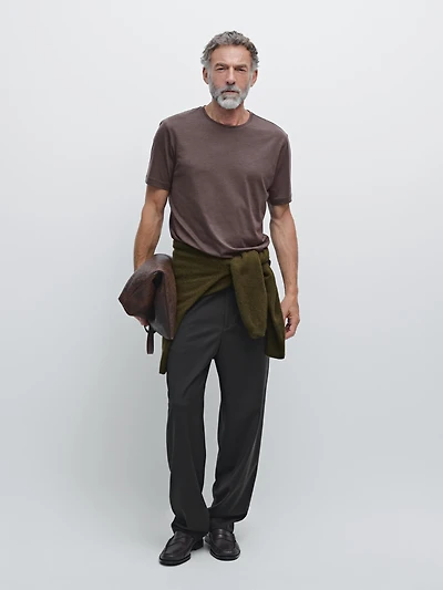 Short sleeve wool blend T-shirt