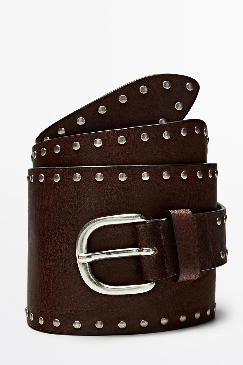 Nappa leather stud belt