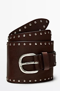 Nappa leather stud belt