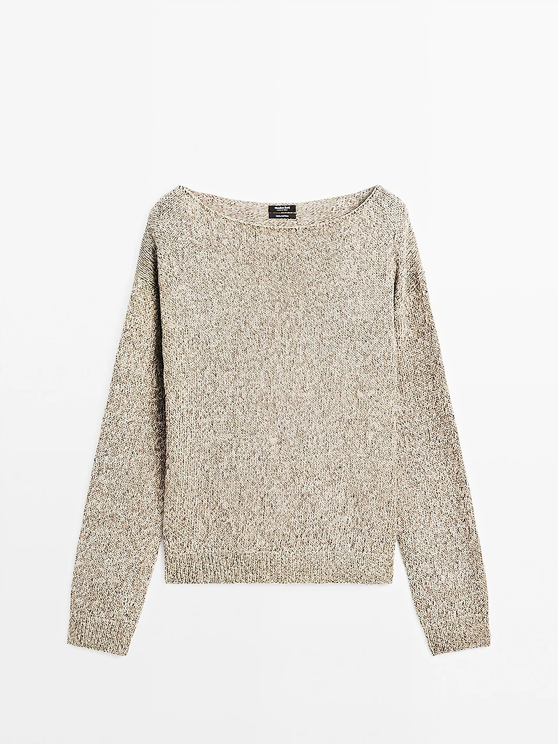 Pull en maille moulinée à col bateau
