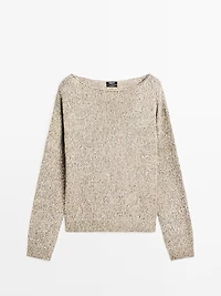 Pull en maille moulinée à col bateau