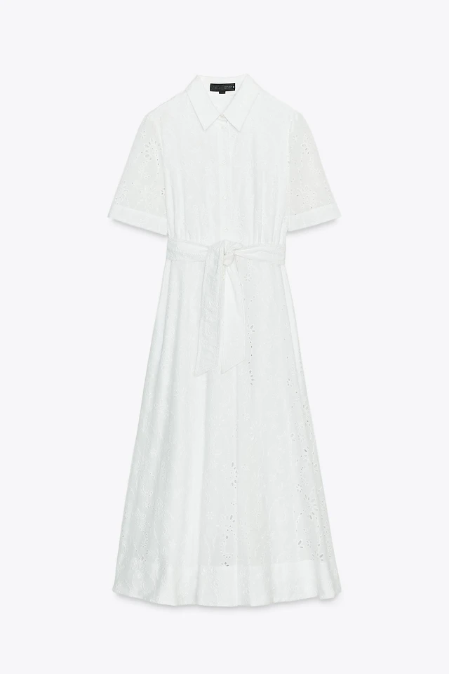 zw collection embroidered shirt dress Zara | Dresses | Zw Collection Embroidered Shirtdress White Size L