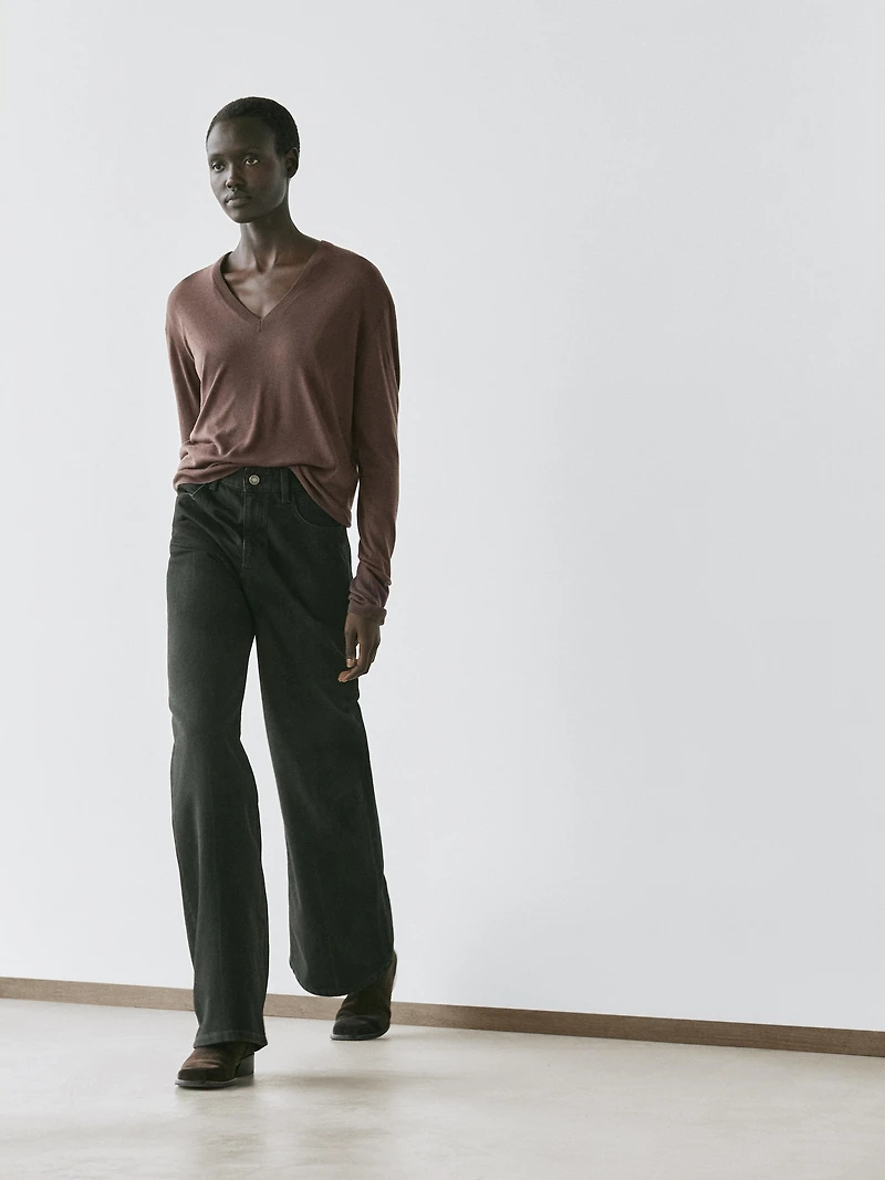 Silk and wool blend knit sweater