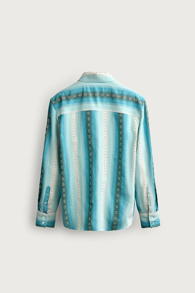 CHEMISE JACQUARD À RAYURES COUPE DÉCONTRACTÉE