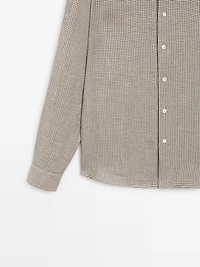 100% linen regular fit check shirt