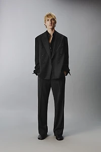 DOUBLE BREASTED PINSTRIPE SUIT BLAZER