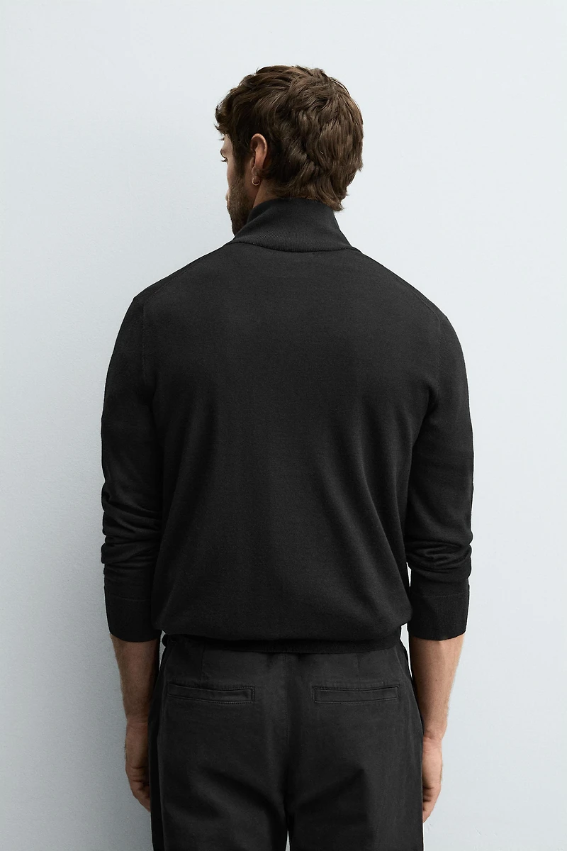 100% WOOL QUARTER-ZIP SWEATER
