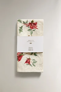 LOT DE 2 SERVIETTES JACQUARD FLEURS DE NOËL