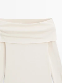 T-shirt col bustier en coton mélangé