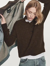 100% cashmere polo collar sweater