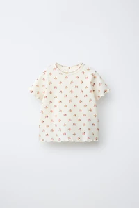 FLORAL WAFFLE KNIT T-SHIRT