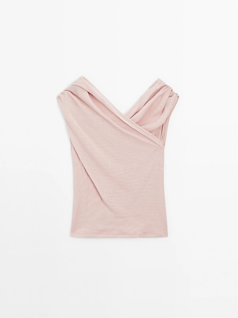 100% cotton surplice boat neck top