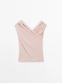 100% cotton surplice boat neck top