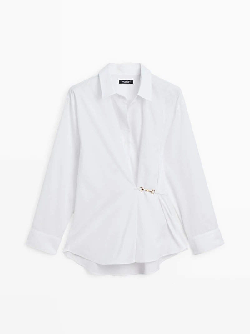 100% cotton poplin shirt with metallic detail