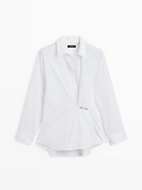 100% cotton poplin shirt with metallic detail