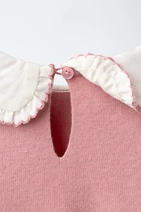 EMBROIDERED FLOWER COLLAR KNIT JUMPER