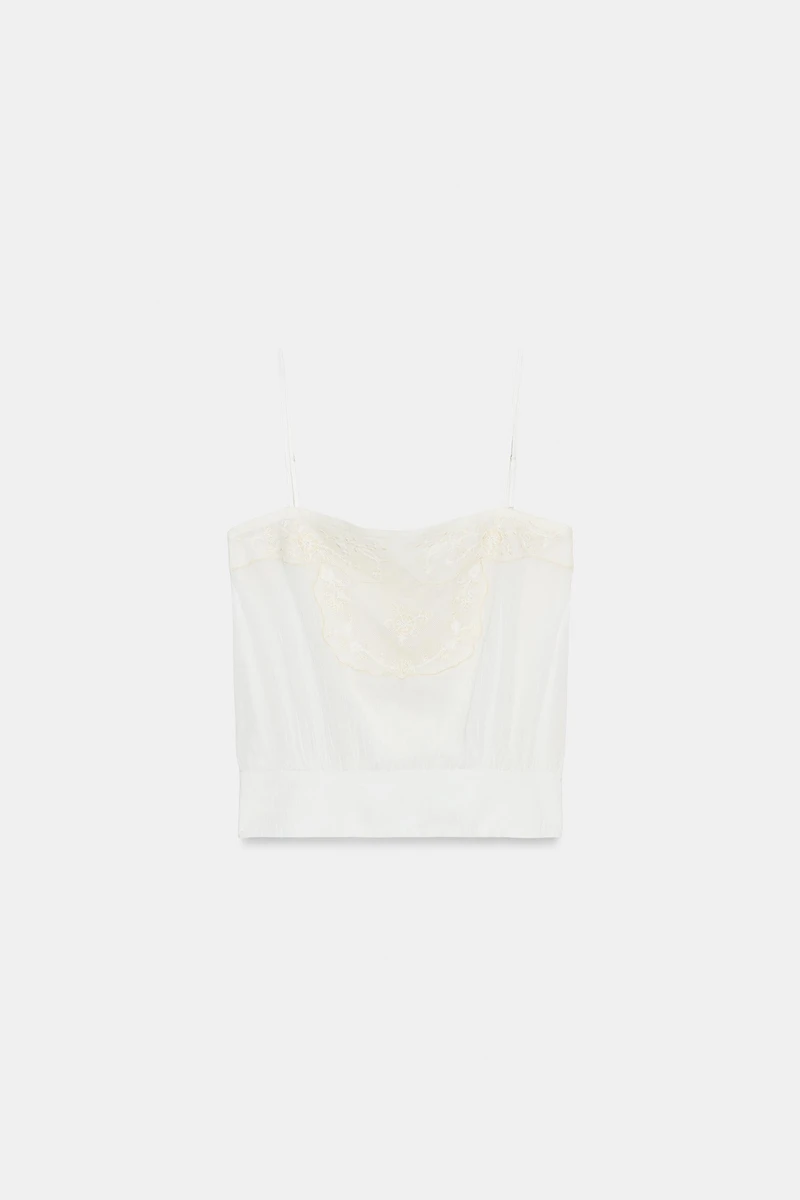 EMBROIDERED GAUZE CAMISOLE