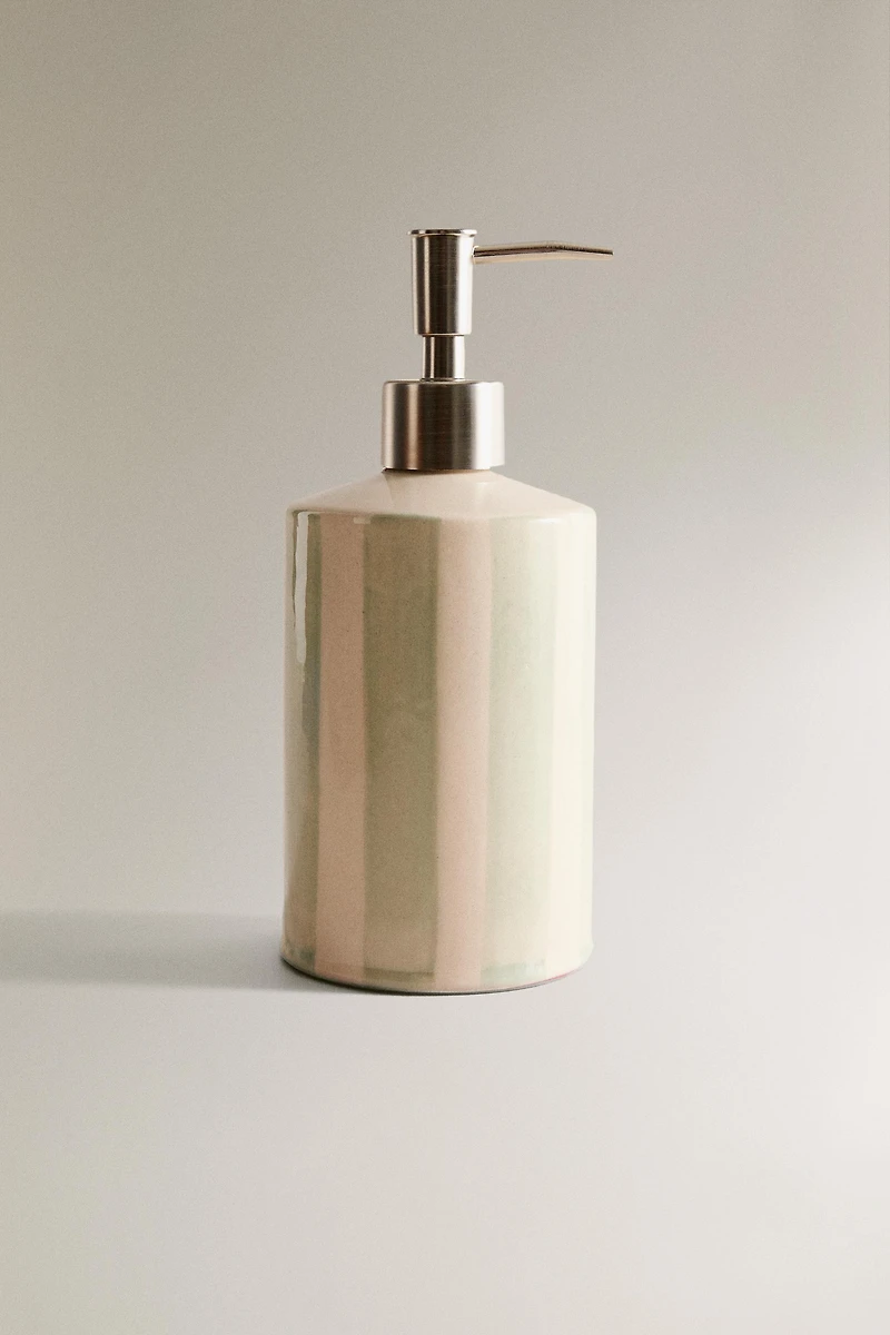 STRIPED CERAMIC SOAP DISPENSER