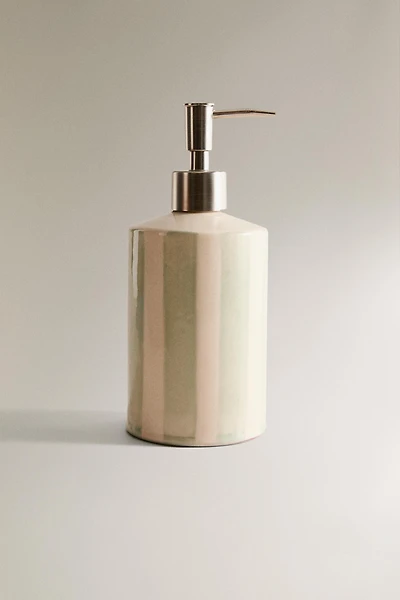 STRIPED CERAMIC SOAP DISPENSER