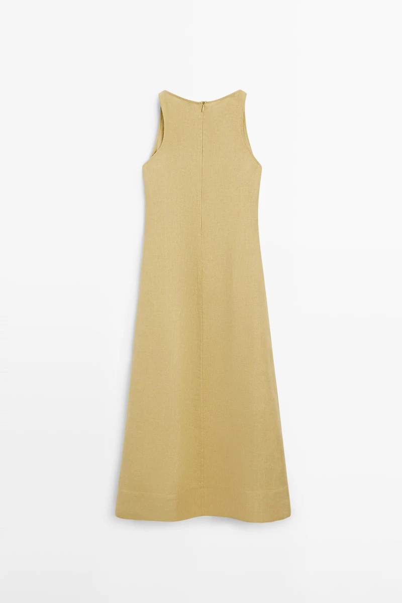 Linen halter midi dress