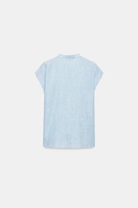METALLIC THREAD STRIPED TIE BLOUSE