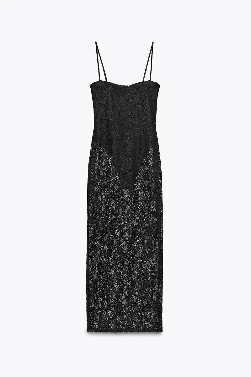 ROBE MIDI DENTELLE À ARMATURES