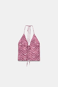 TOP HALTER IMPRIMÉ PAILLETTES