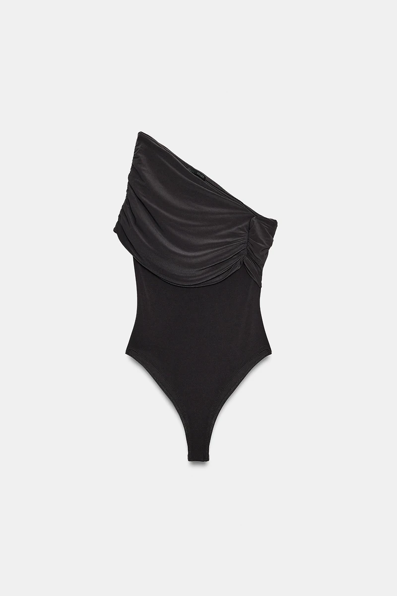 ASYMMETRIC RUCHED BODYSUIT