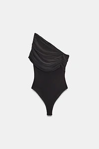 ASYMMETRIC RUCHED BODYSUIT