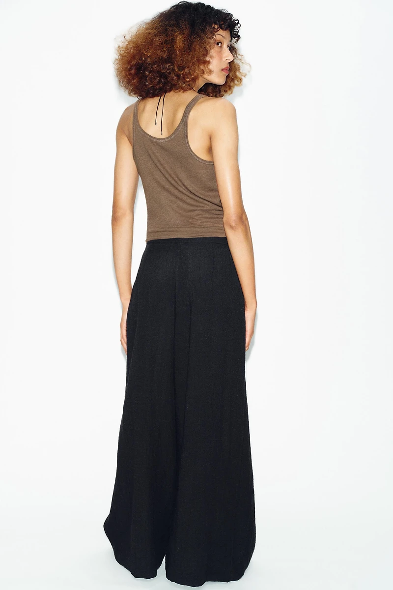 WRAP FRONT WIDE LEG PANTS