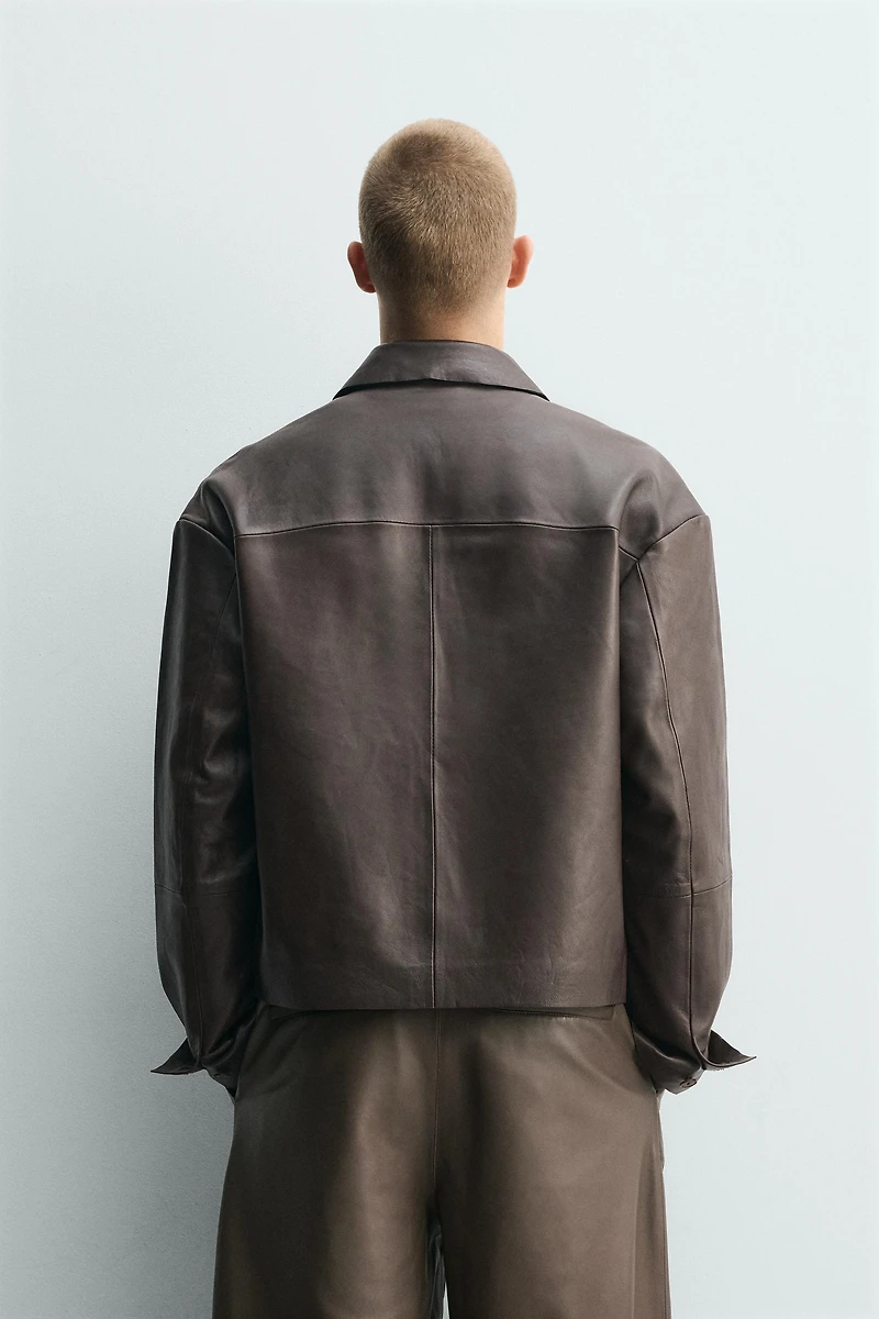 LEATHER BOXY FIT JACKET