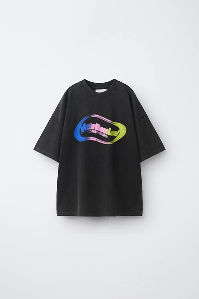 T-SHIRT IMPRIMÉ EFFET DÉLAVÉ