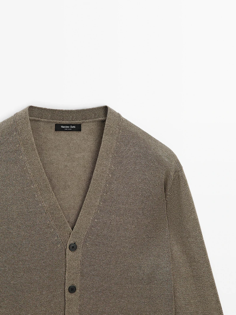 Linen blend knit cardigan