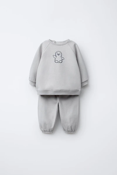 ENSEMBLE SWEAT-SHIRT ET PANTALON JOGGER BRODÉ PINGOUIN