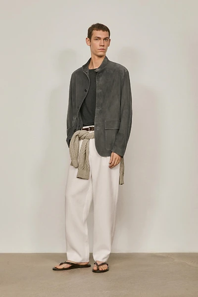 Suede leather overshirt with stand collar - LIMITED EDITION