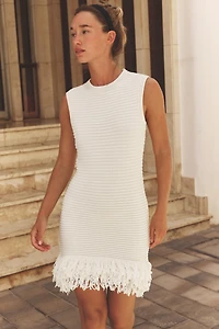 CHECKERED KNIT DRESS WITH FRINGE
