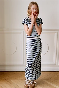 STRIPED MIDI SKIRT