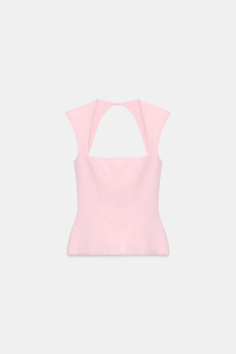 STRETCHY PEPLUM TOP