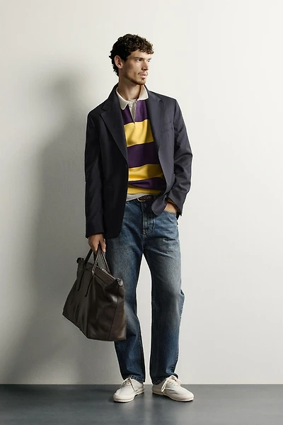 100% WOOL STRIPED BLAZER