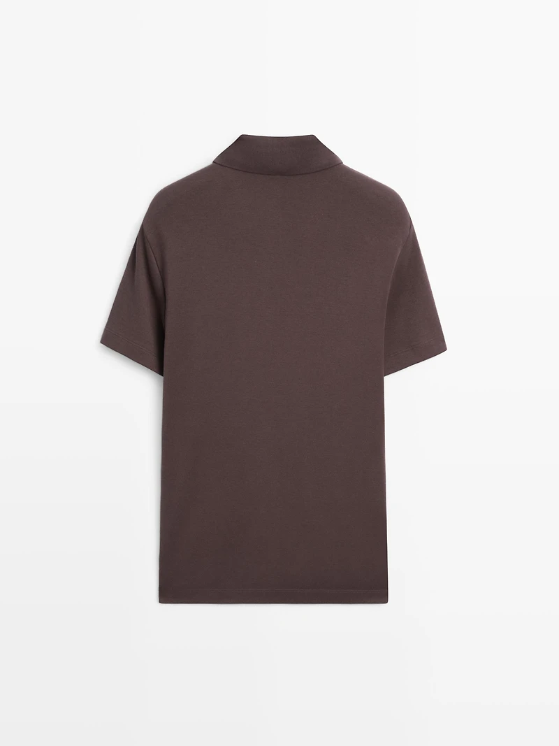 Short sleeve polo shirt with placket detail