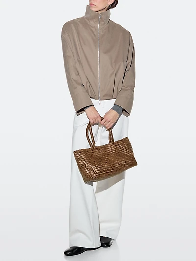 Tote bag tressé en cuir nappa