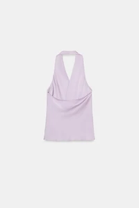 POLKA DOT SATIN EFFECT HALTER TOP