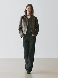 Nappa leather jacket with lapel collar